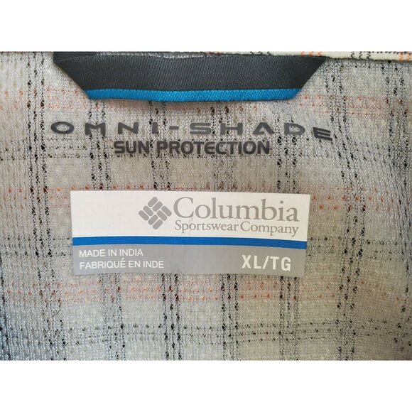 Columbia Vented Shirt Men's Sz XL Cream Plaid Omni Shade Short Sleeve - Picture 5 of 6